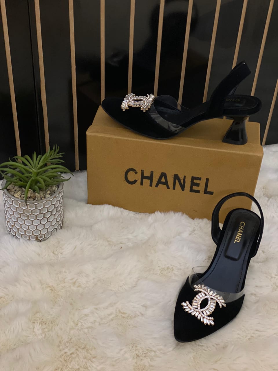 CC Black Velvet Sling Back Pump