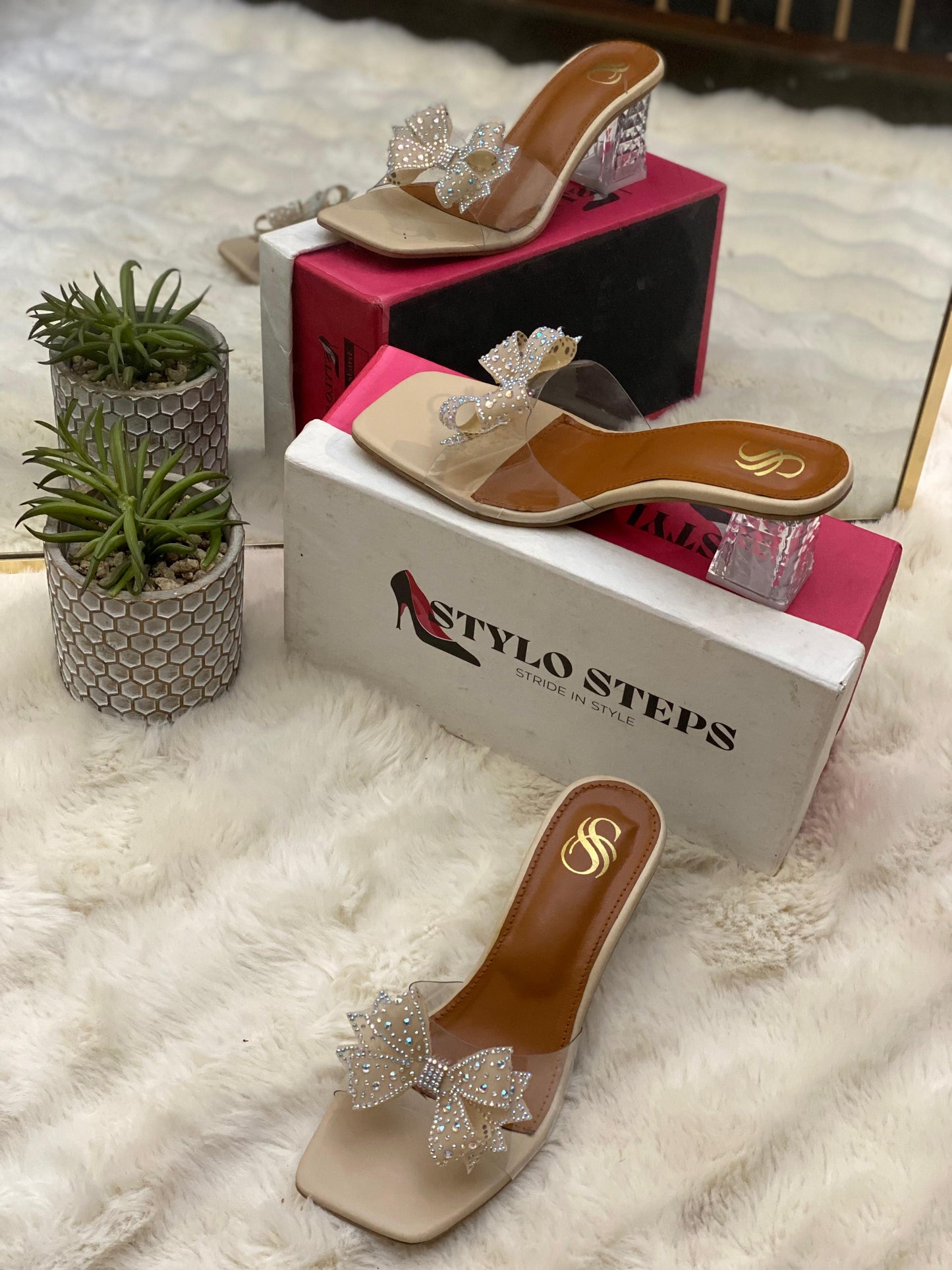 Crystal Bow Charm Heel