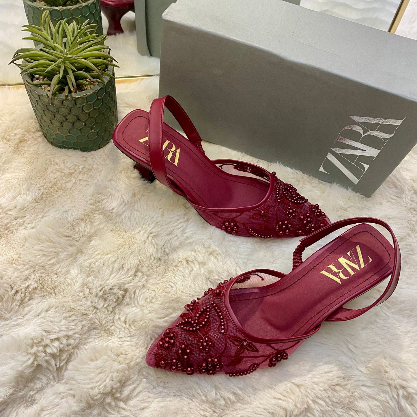 Wine Blossom Charm Heels