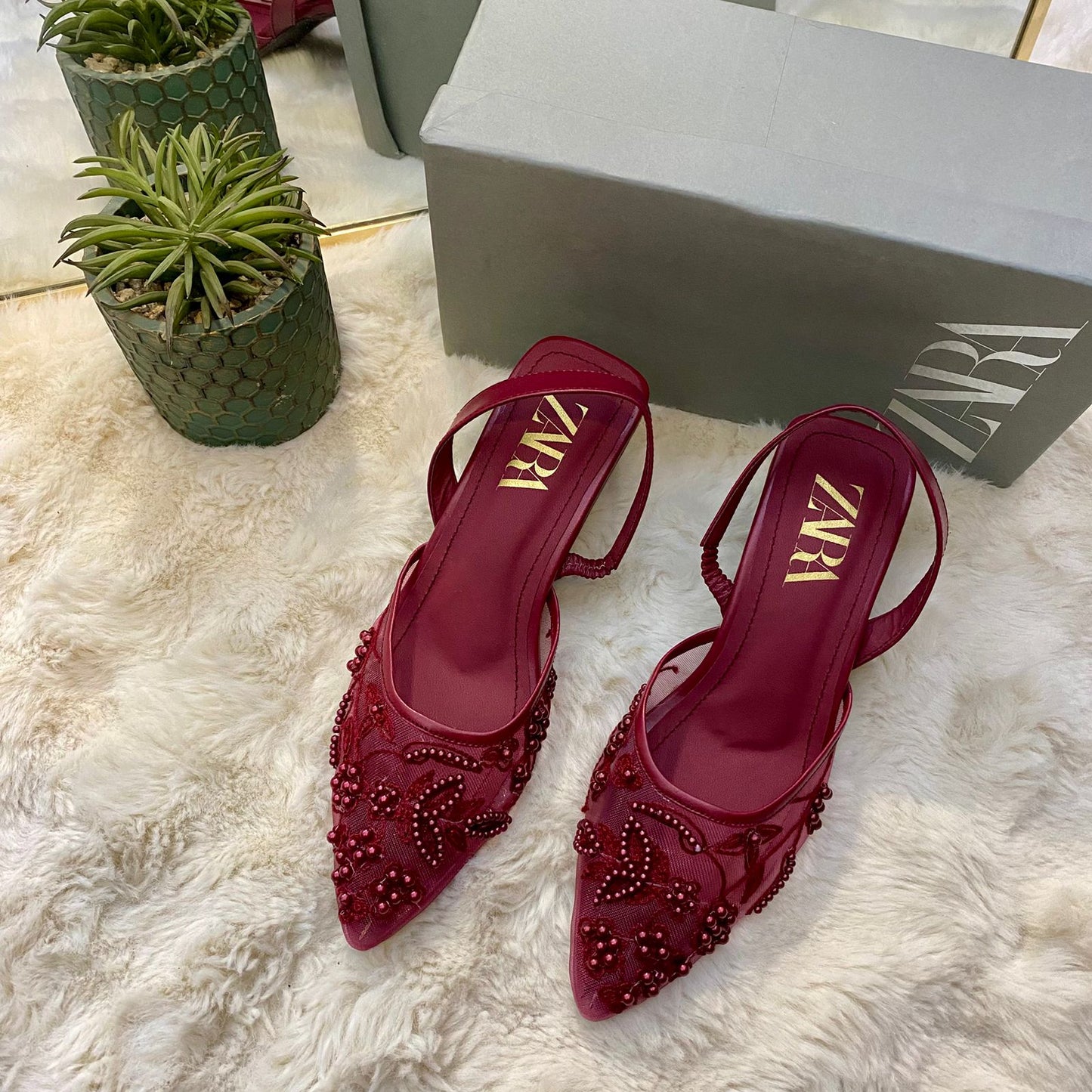Wine Blossom Charm Heels