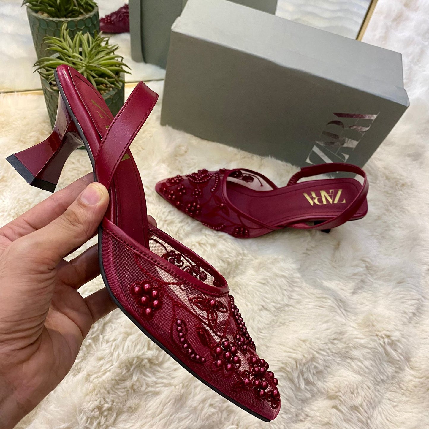Wine Blossom Charm Heels