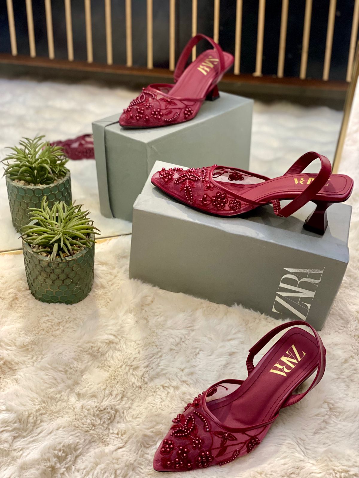 Wine Blossom Charm Heels