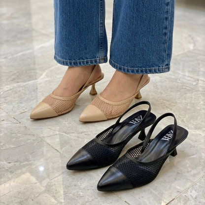 Net Pointed SlingBack Heels