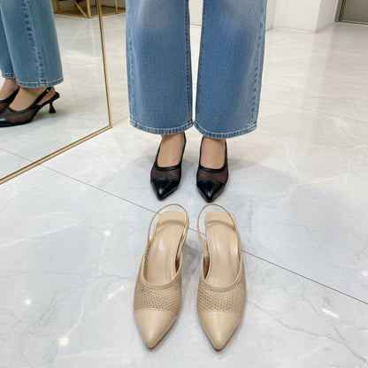 Net Pointed SlingBack Heels