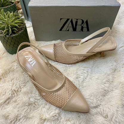 Net Pointed SlingBack Heels
