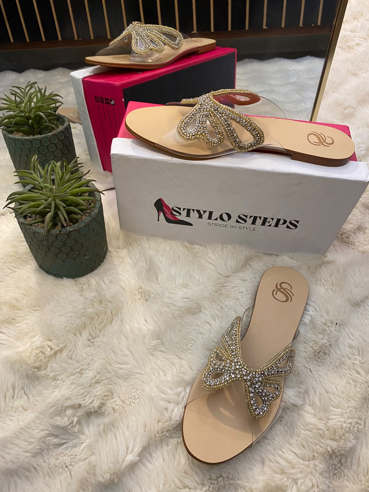 MADAME Bibi Crystal Butterfly Clear Flats
