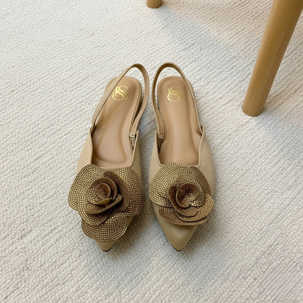 Rhinestone Rose Mules