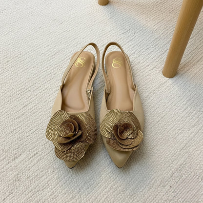 Rhinestone Rose Mules