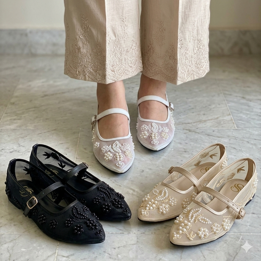Eterna Bloom Ballet Embroidery Pumps