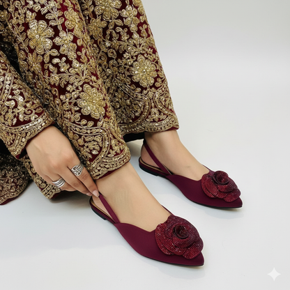 Rhinestone Rose Mules