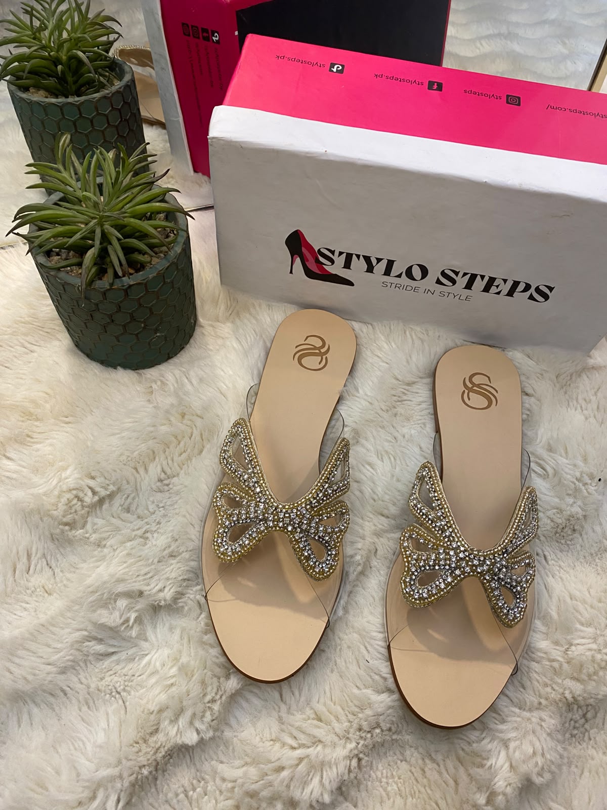 MADAME Bibi Crystal Butterfly Clear Flats
