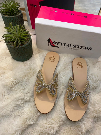MADAME Bibi Crystal Butterfly Clear Flats