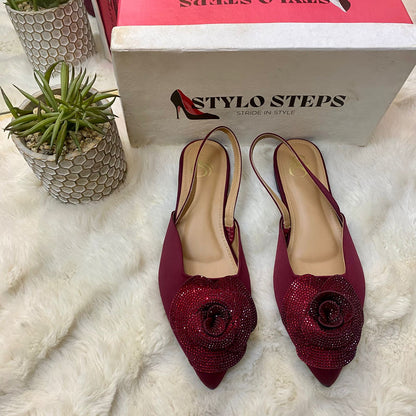 Rhinestone Rose Mules