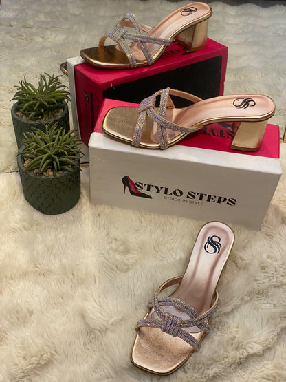 The "Aria" Crystal Knot Block Heels