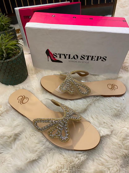 MADAME Bibi Crystal Butterfly Clear Flats