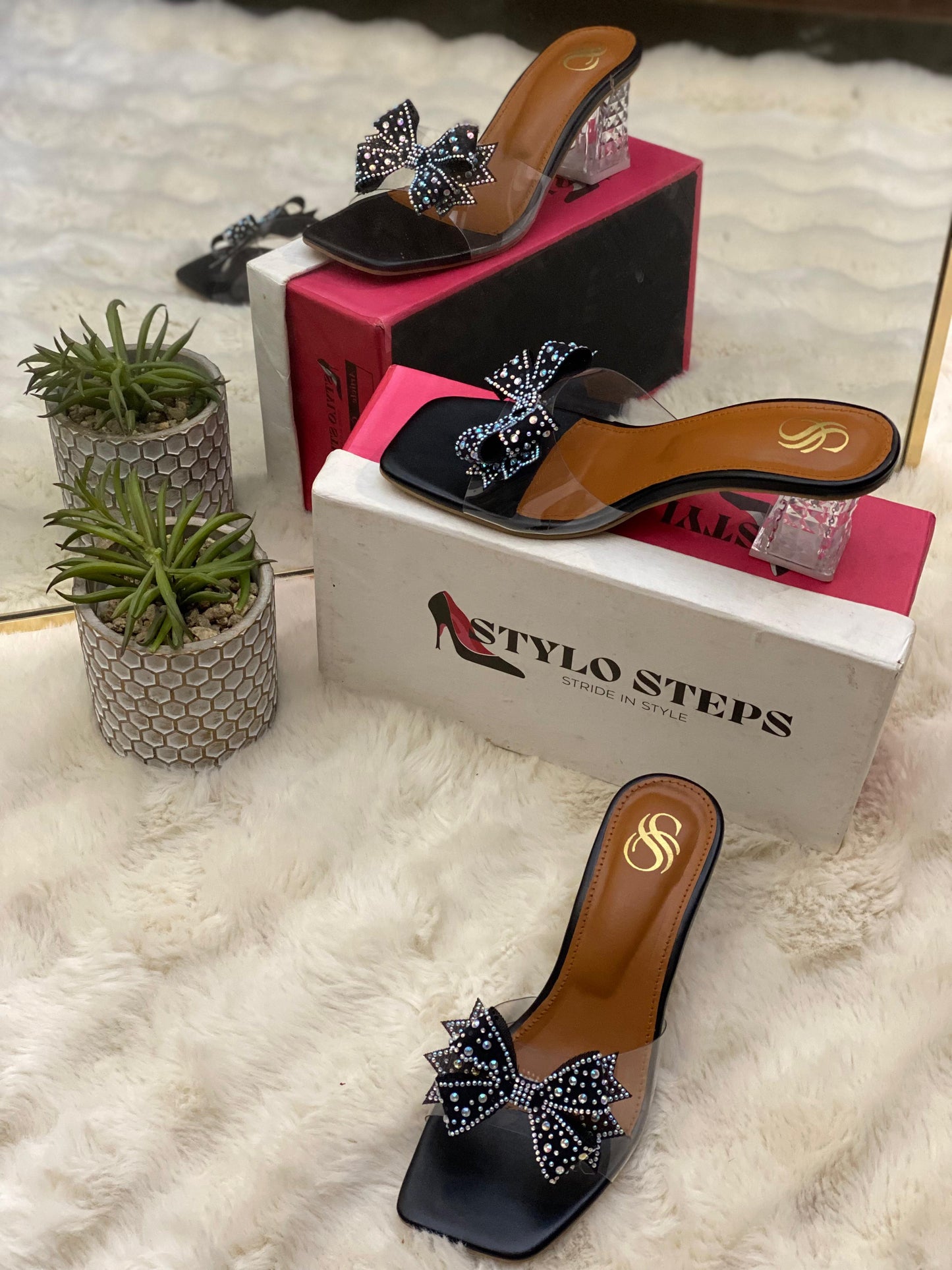 Crystal Bow Charm Heel