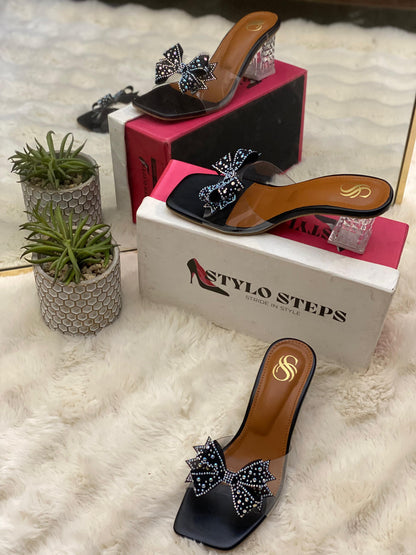 Crystal Bow Charm Heel