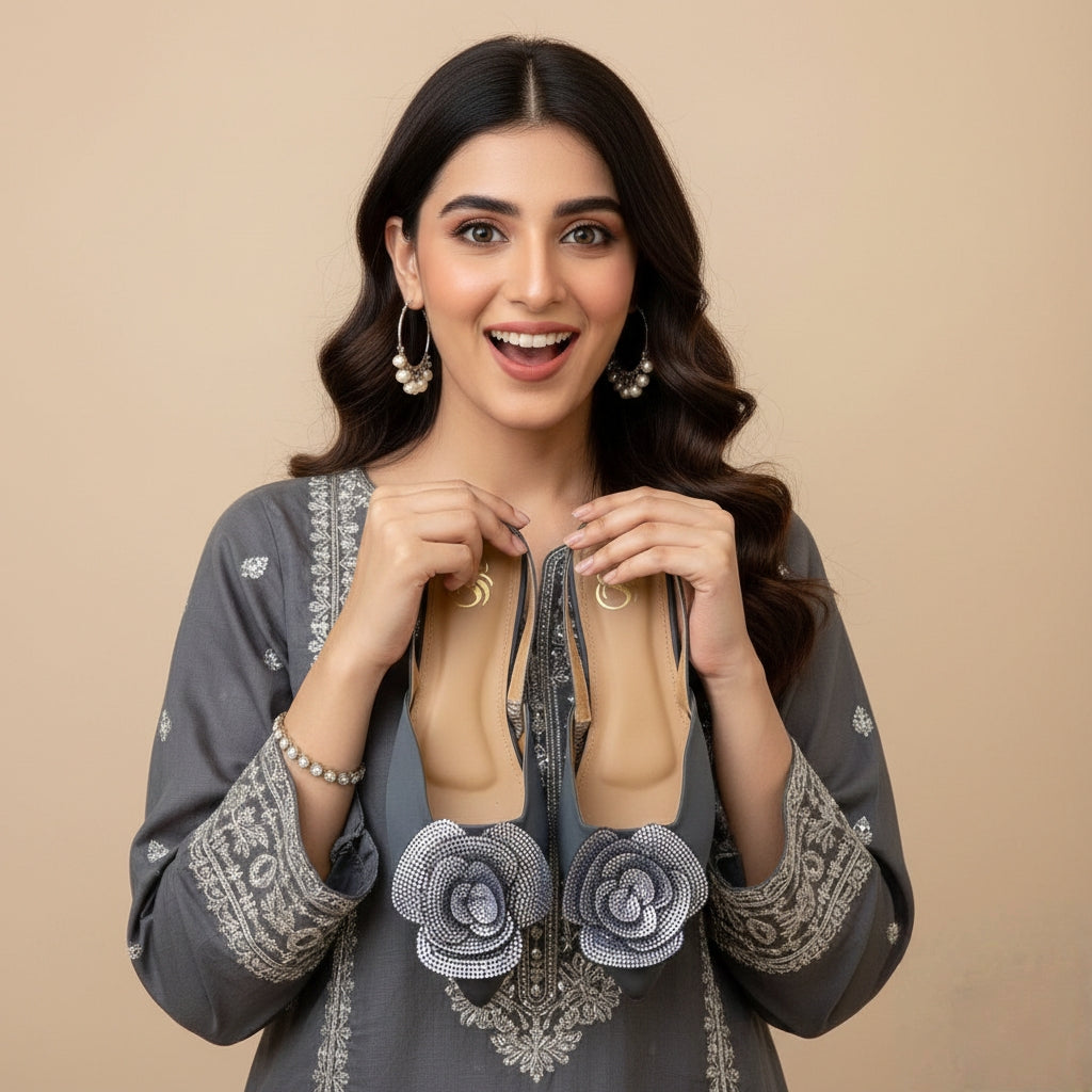 Rhinestone Rose Mules