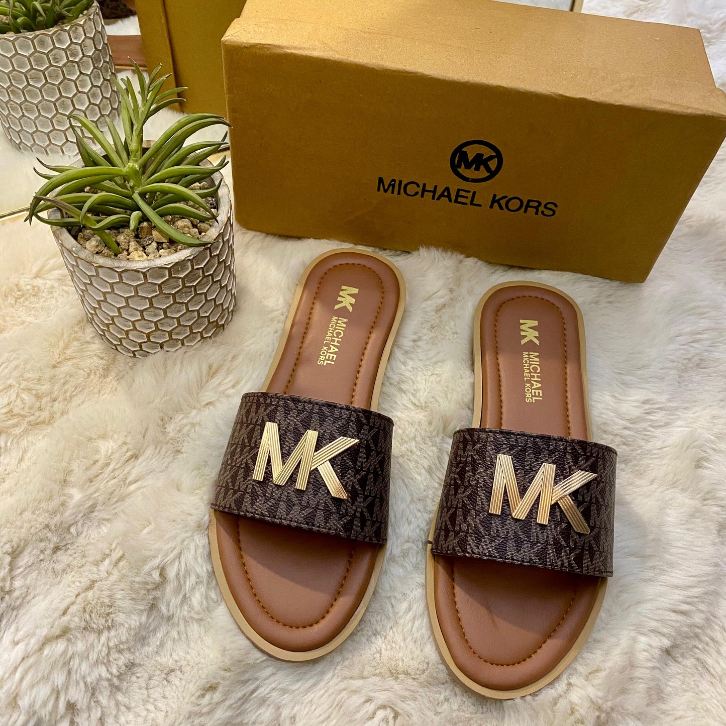 M K Monogram Flats
