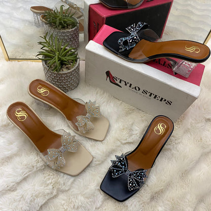 Crystal Bow Charm Heel