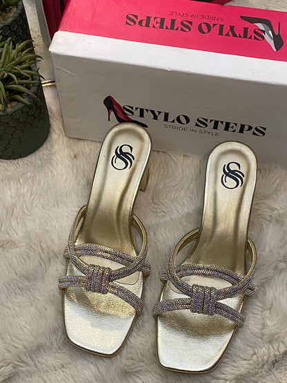 The "Aria" Crystal Knot Block Heels