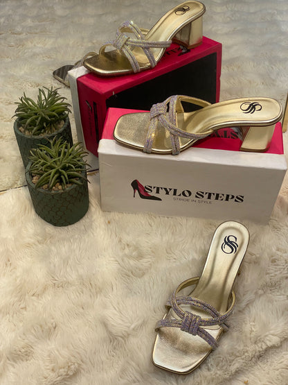 The "Aria" Crystal Knot Block Heels
