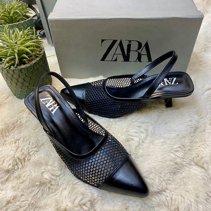 Net Pointed SlingBack Heels