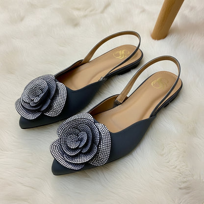 Rhinestone Rose Mules