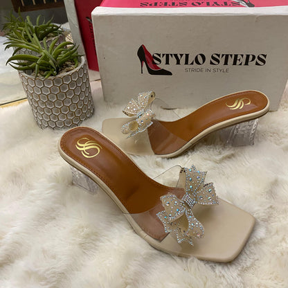 Crystal Bow Charm Heel