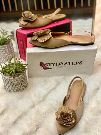 Rhinestone Rose Mules