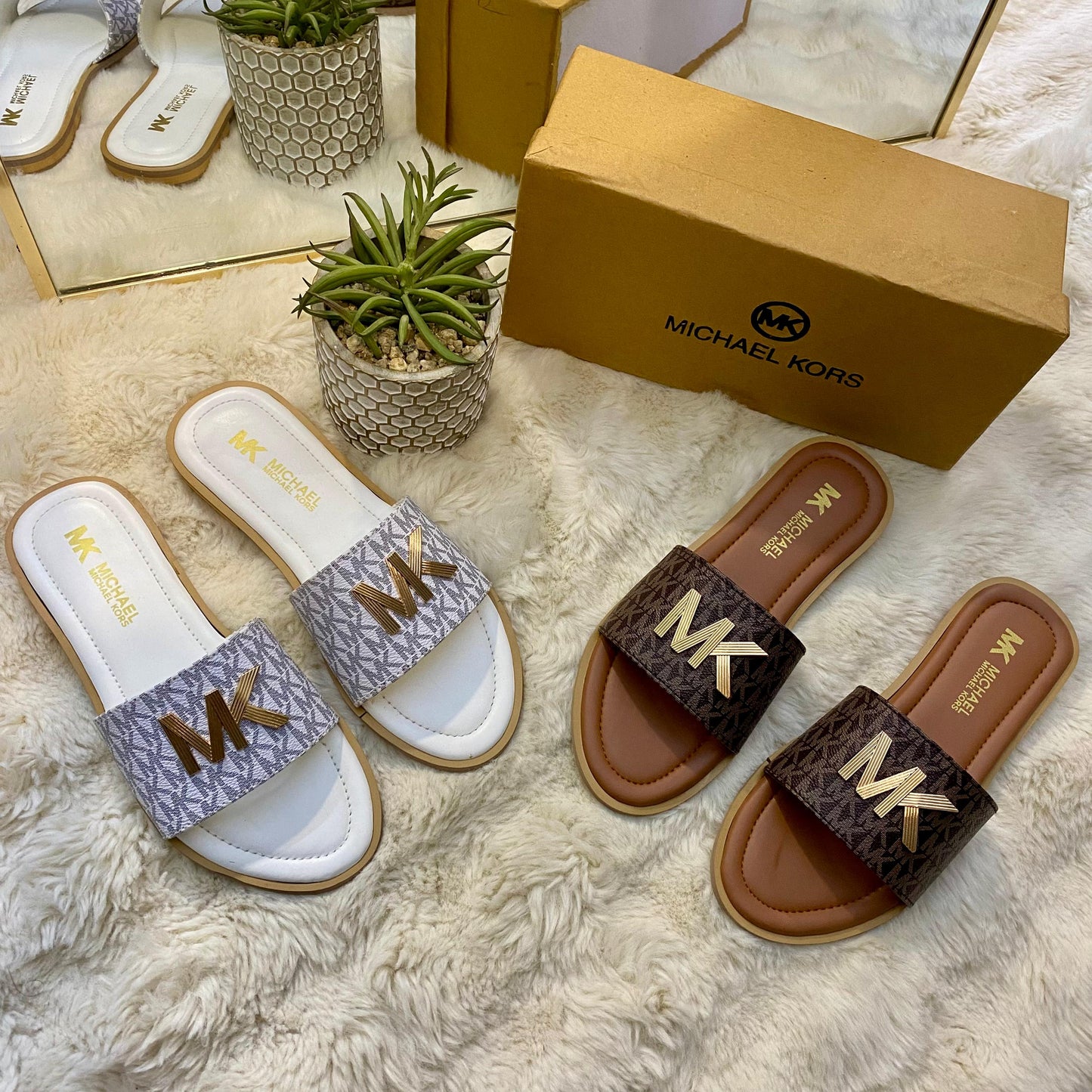 M K Monogram Flats