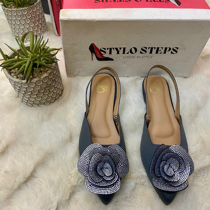 Rhinestone Rose Mules