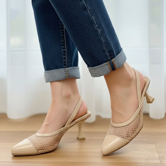 Net Pointed SlingBack Heels