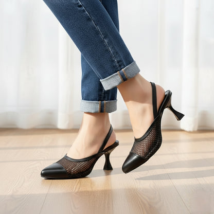 Net Pointed SlingBack Heels