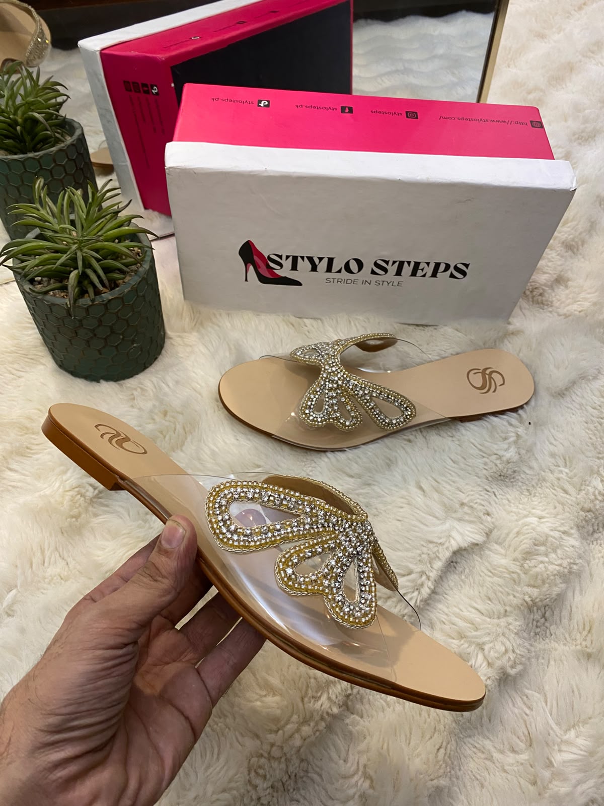 MADAME Bibi Crystal Butterfly Clear Flats