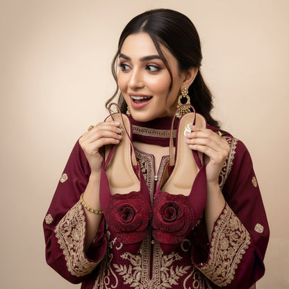 Rhinestone Rose Mules