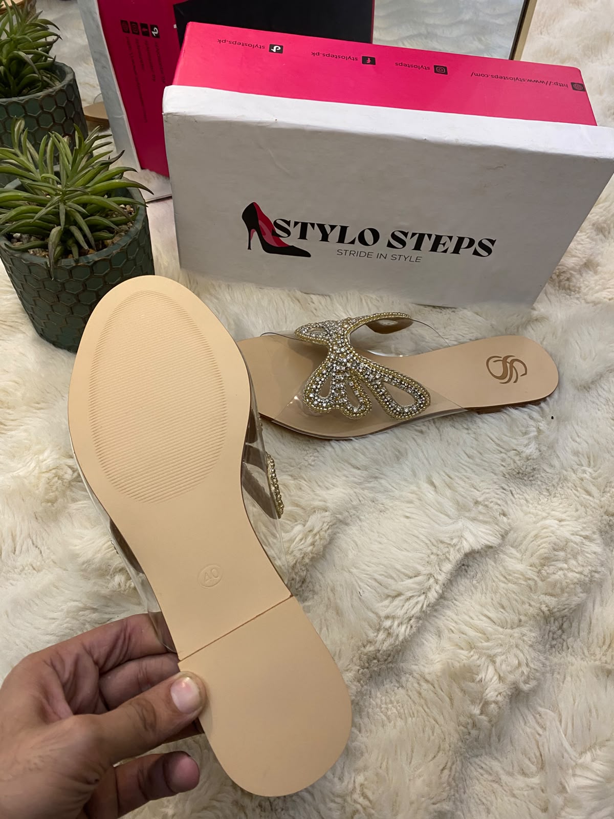 MADAME Bibi Crystal Butterfly Clear Flats