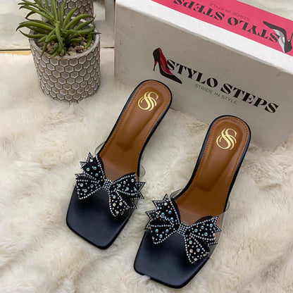 Crystal Bow Charm Heel