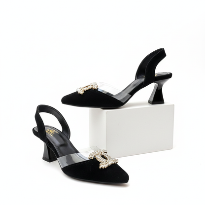 CC Black Velvet Sling Back Pump