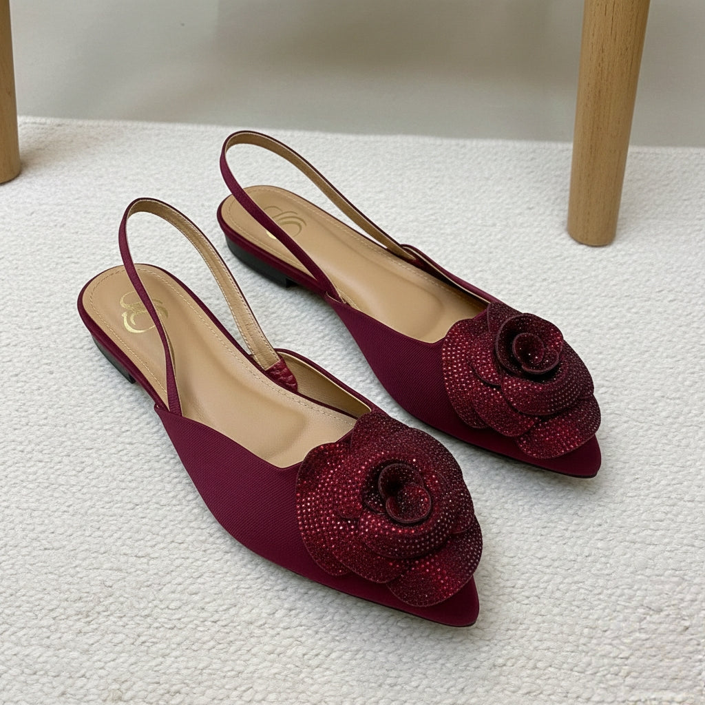 Rhinestone Rose Mules