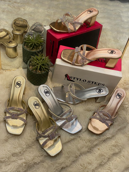 The "Aria" Crystal Knot Block Heels