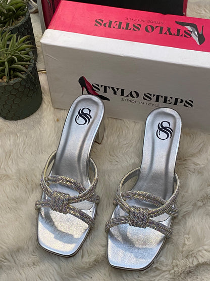 The "Aria" Crystal Knot Block Heels